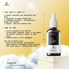 Gentify Care Vitamin C 15% with Niacinamide Sodium Hyaluronate, Camellia Sinensis Extract, Green Tea Extracts