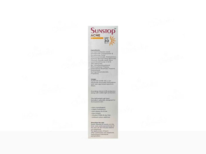 Sunstop Acne SPF 30 PA +++ Sunscreen Gel, 30g