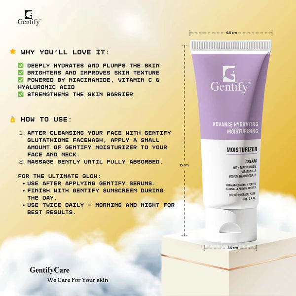 Gentify Care Radiance Moisturizer with Vitamin C, Niacinamide & Hyaluronic Acid – Hydration & Glow for All Skin Types