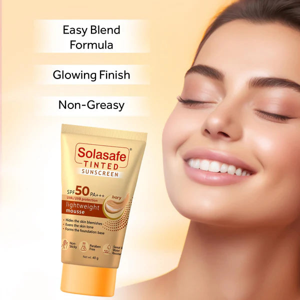 Solasafe Tinted Ivory Sunscreen SPF 50 PA+++, 40gm