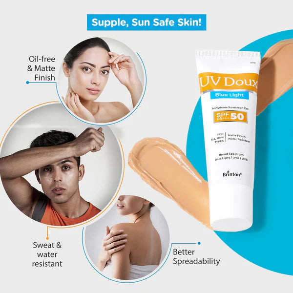 UV Doux Blue Light Anhydrous Sunscreen Gel SPF 50 PA+++, 50gm