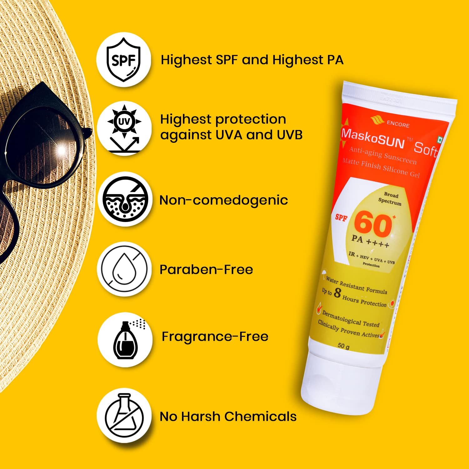 Maskosun Soft Anti-aging Sunscreen Gel SPF 60+ PA++++, 50gm