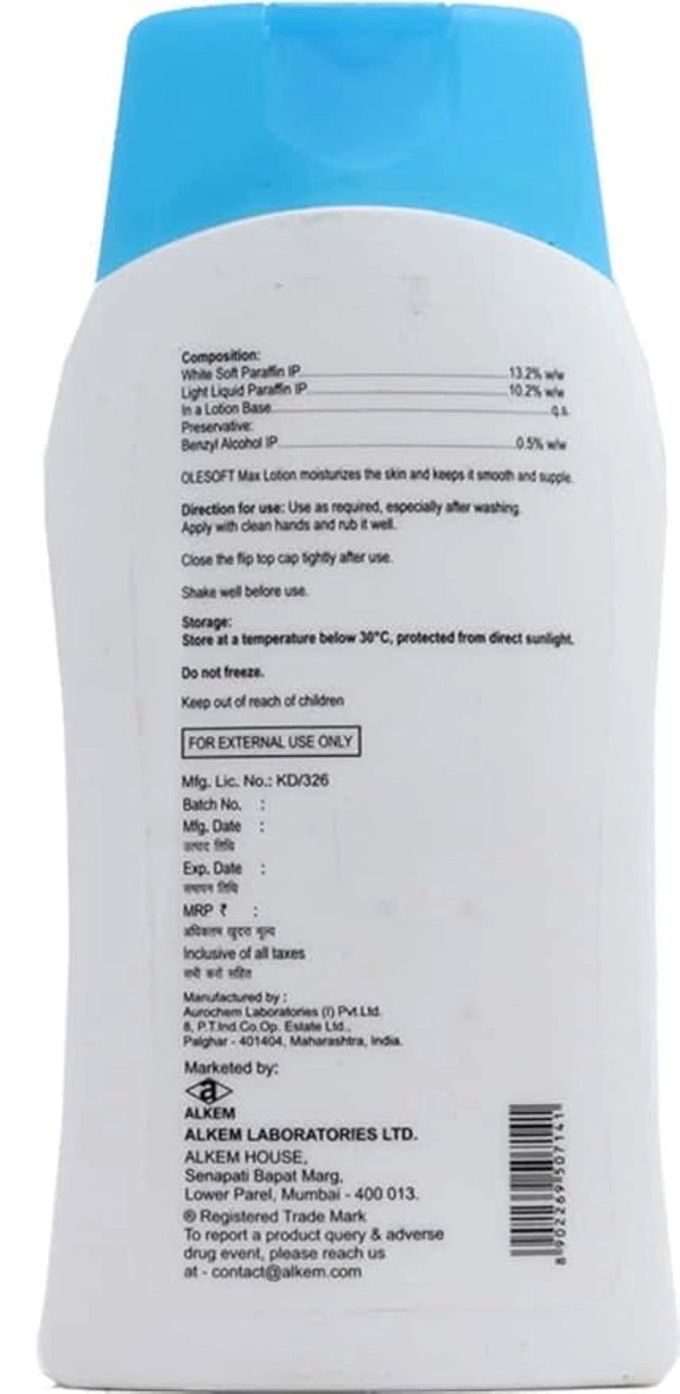 Olesoft Max Intense Moisturiser Lotion with Soft Paraffin & Light Liquid Paraffin | Paraben, SLES & Colourant-Free | Derma Care | 200ml
