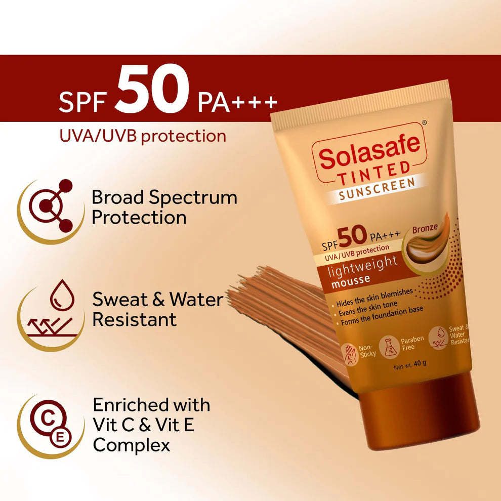 Solasafe Tinted Bronze Sunscreen SPF 50 PA+++, 50gm