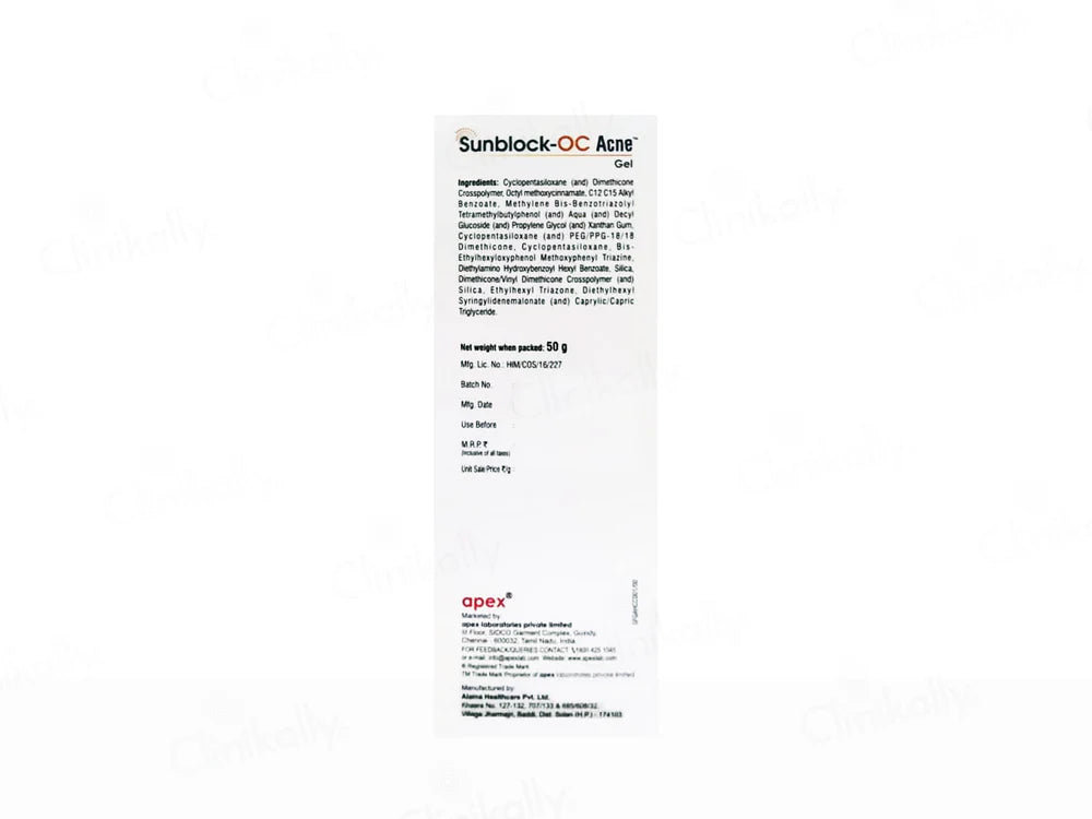 Sunblock-OC Acne Matte Sunscreen Gel SPF 55+ PA+++